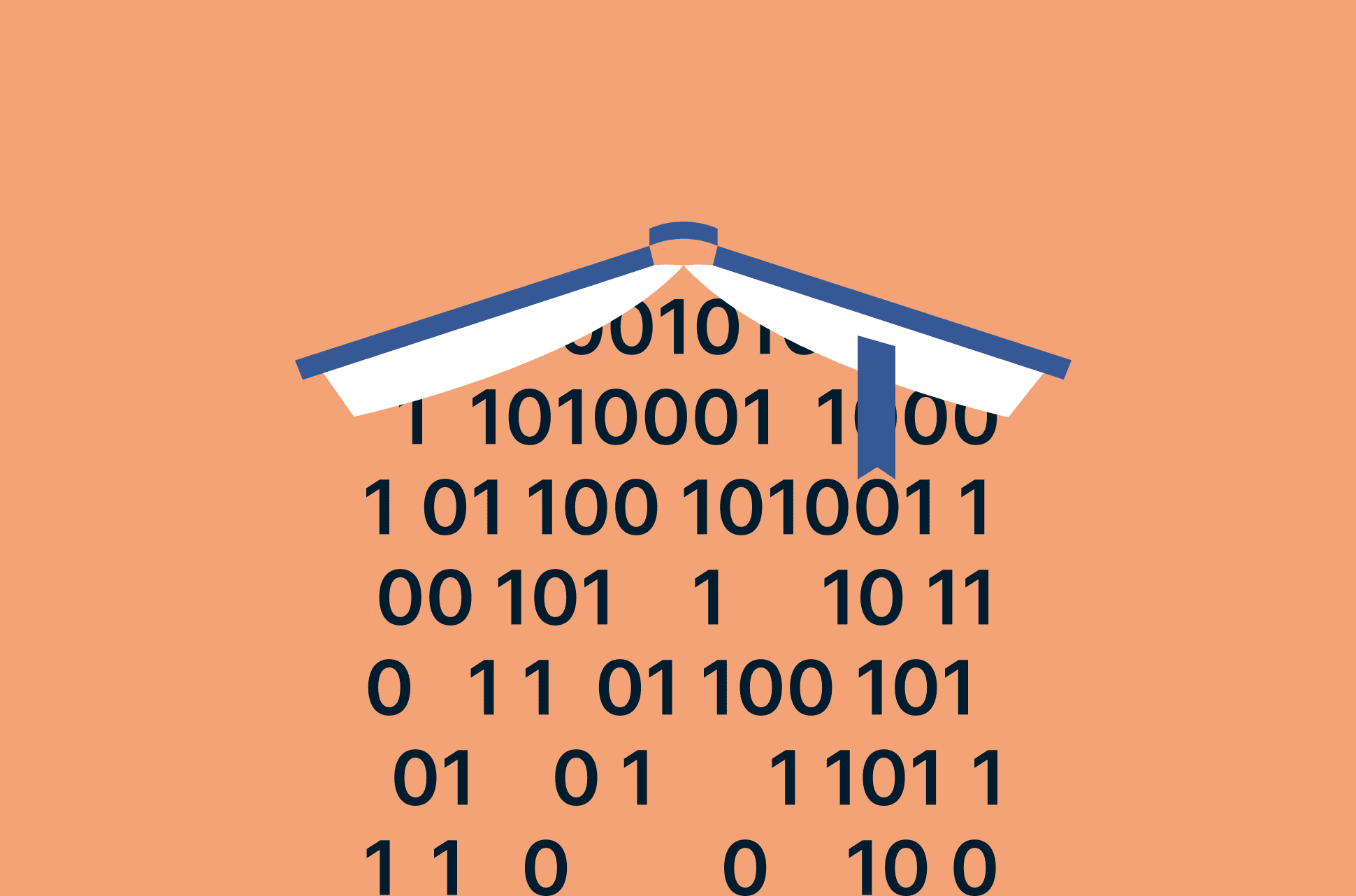 binary code falling out of a book