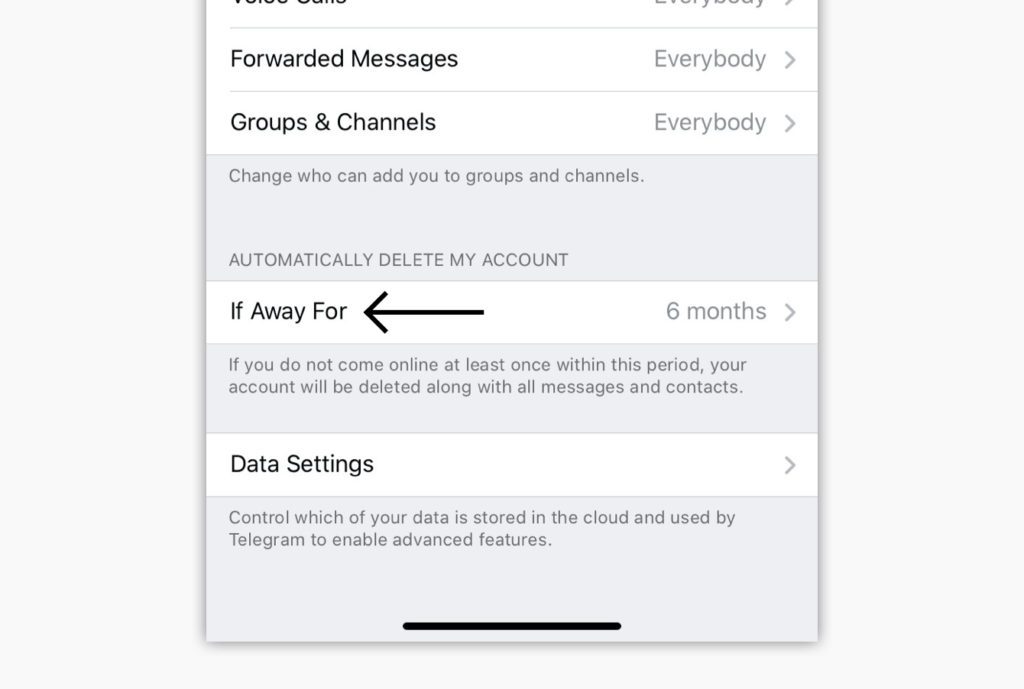 TelegramのIf Away Forメニュー