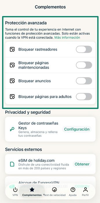 ExpressVPN add-on content blockers.