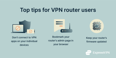 An infographic listing tips for successful VPN router use