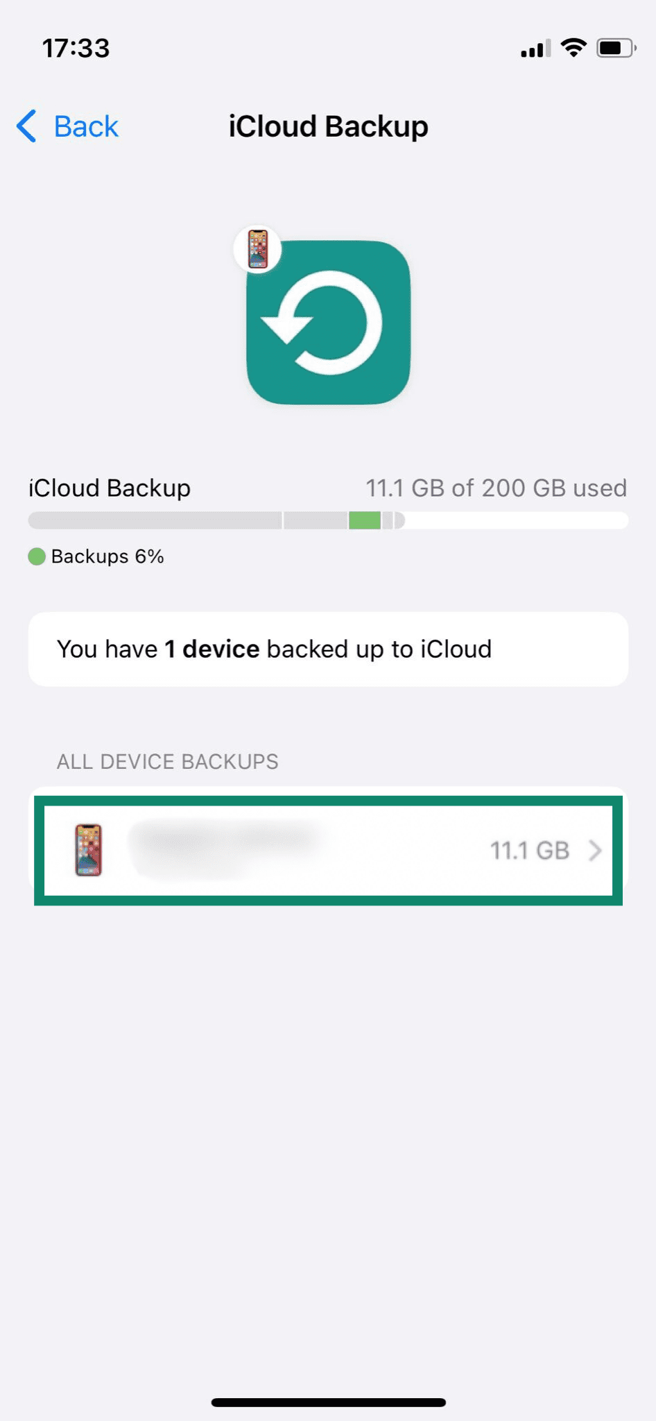 The iCloud+ backups settings on an iPhone.