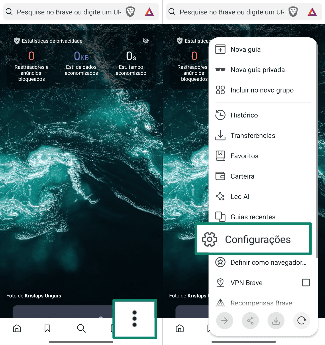 Open Brave And Tap The Three Dot Pt 1
