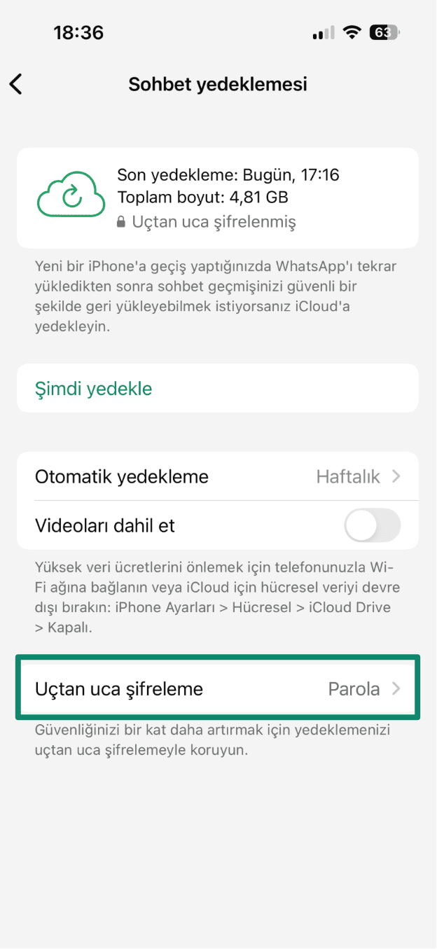 Confirm End To End Encrypted Backup Is On Tr