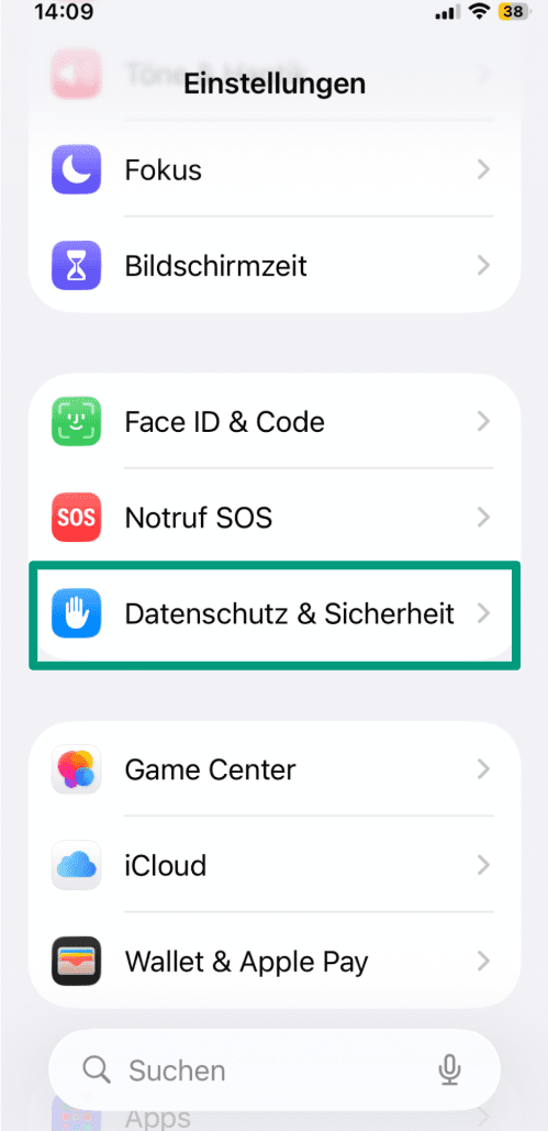Screenshot of an iPhone Settings menu with the 