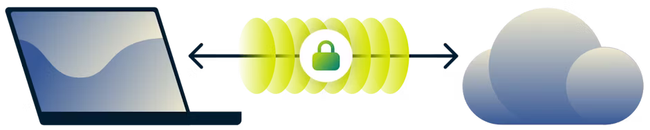 Diagrama de una VPN: un túnel encriptado entre su computadora y la Internet.