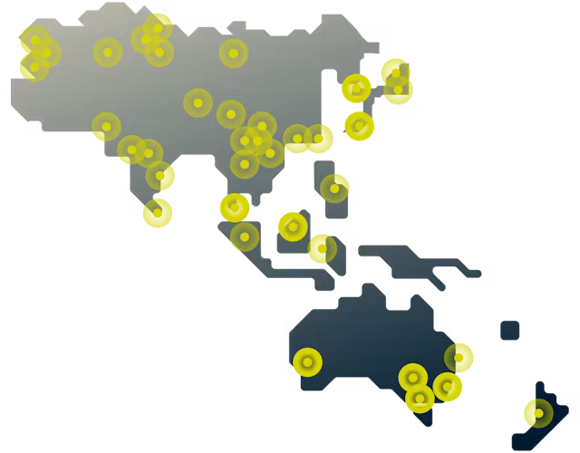 Подключайтесь к десяткам локаций глобальной серверной сети ExpressVPN в Азиатско-Тихоокеанском регионе.