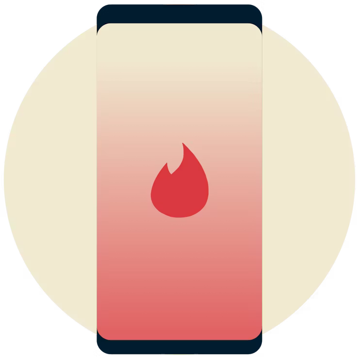 Il logo di Tinder su un telefono.