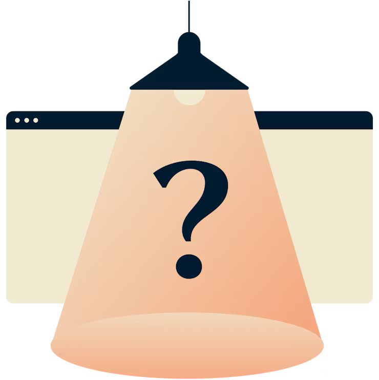 Вопросительный знак под светом лампы.