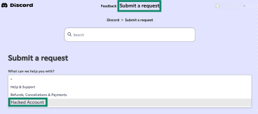 How to submit a ticket on Discord for a hacked account.