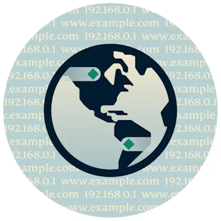 Globus mit Amerika und DNS und Website-URLs im Hintergrund.