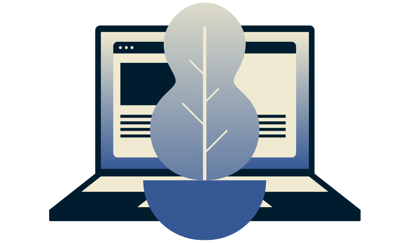 ต้นไม้ตรงแล็ปท็อปของเขาที่กำลังใช้งาน ExpressVPN