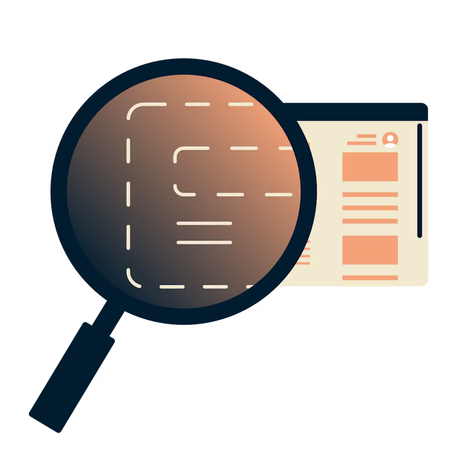 แว่นขยายบนเบราว์เซอร์ที่แสดงข้อมูลที่เข้ารหัส