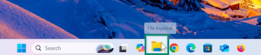 Windows' taskbar with the File Explorer icon highlighted.