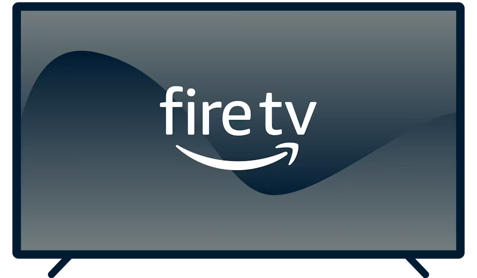 Amazon Fire TV-logotyp på en TV.