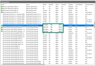 Enable File and Printer Sharing (Echo Request – ICMPv4-In) and File and Printer Sharing (Echo Request – ICMPv6-In) on Windows.