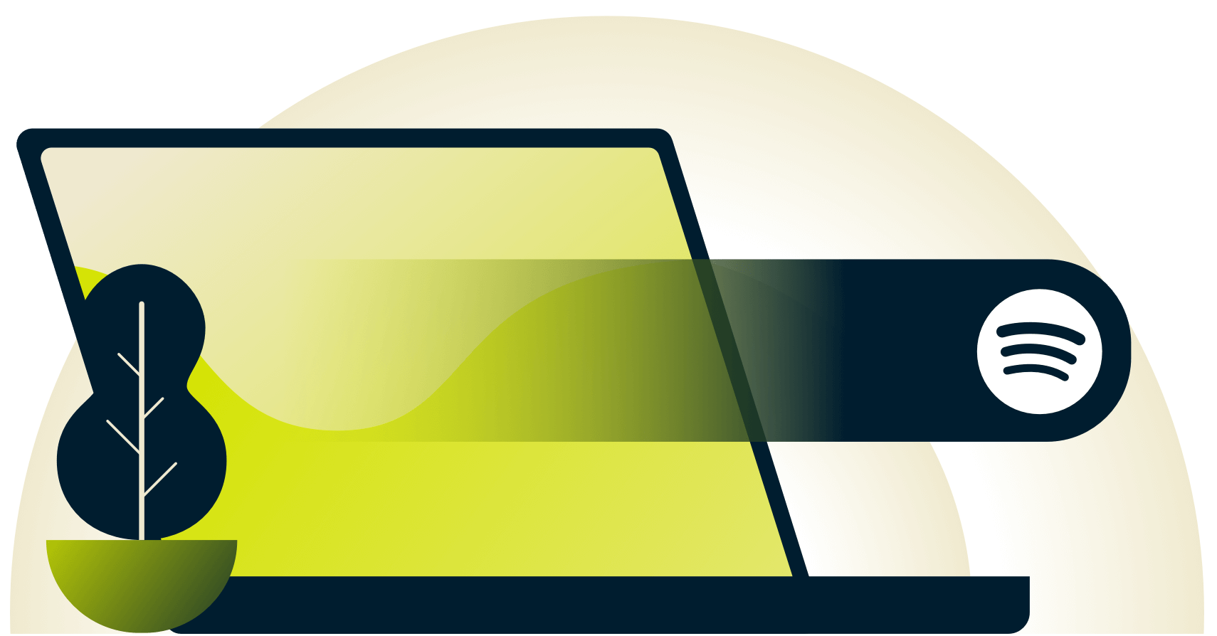 노트북에 표시된 Spotify 로고 스와이프 제스처