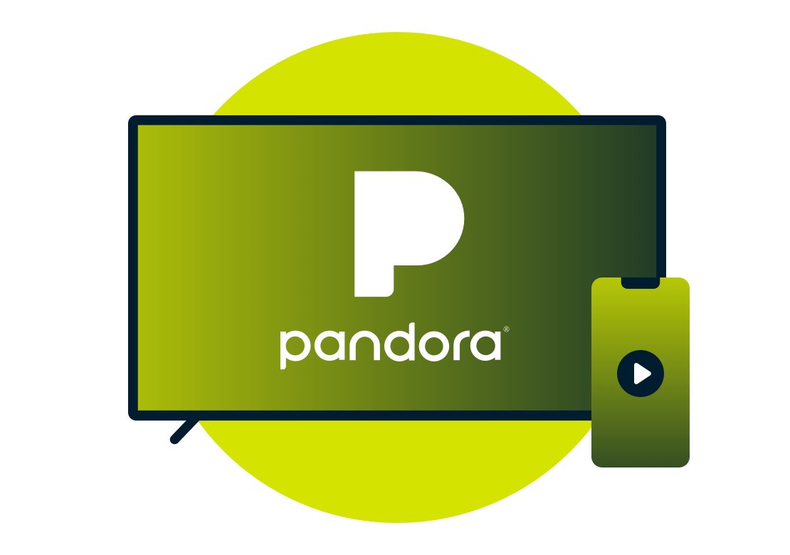 Экран телевизора с логотипом сервиса Pandora.