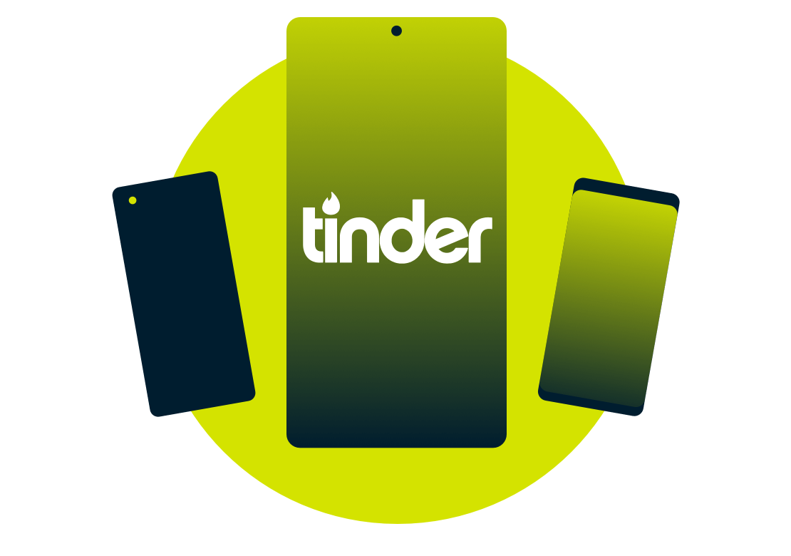 Dispositivi mobili con il logo di Tinder.