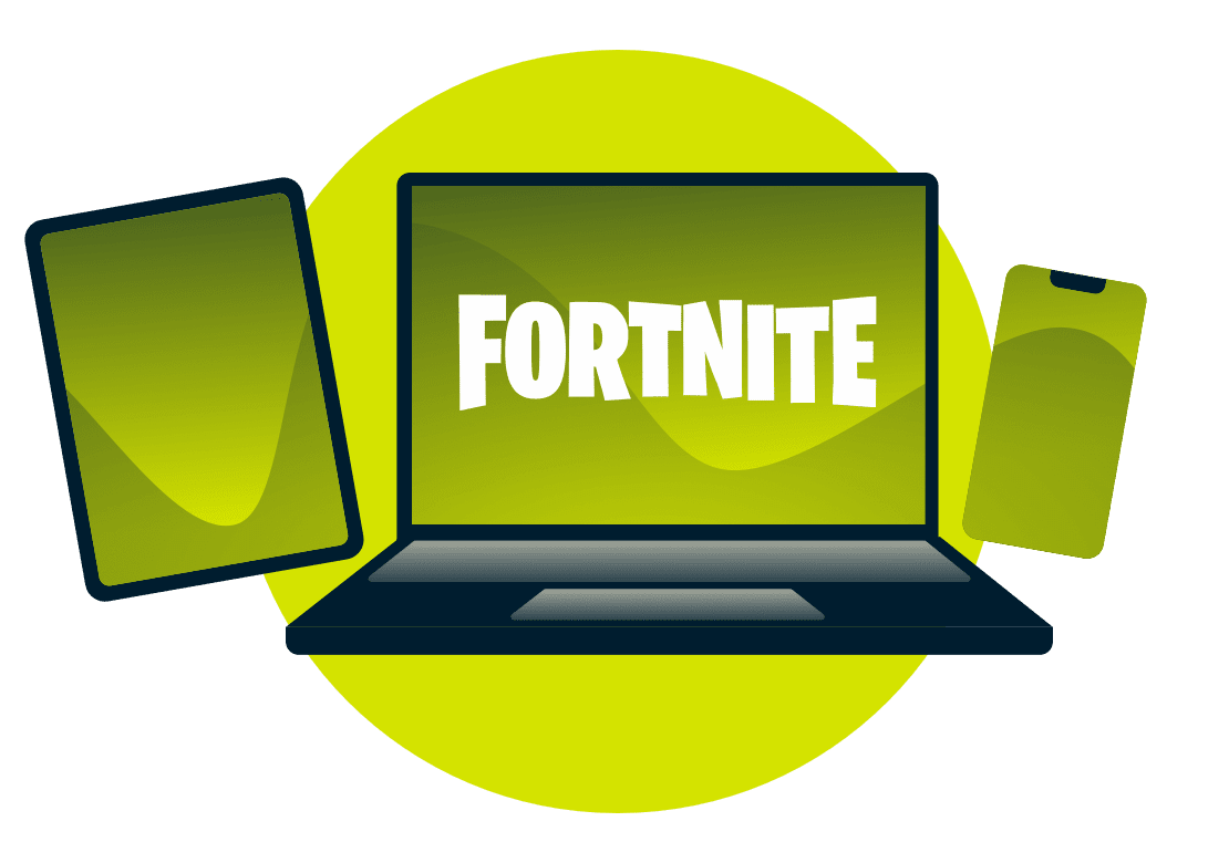 Aantal apparaten met het Fortnite logo.
