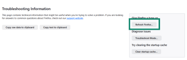 Refresh Firefox settings to troubleshoot performance issues.