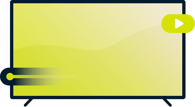 Pelaa paremmin VPN:llä: Televisio, jossa on edistymispalkki ja pelipainike.