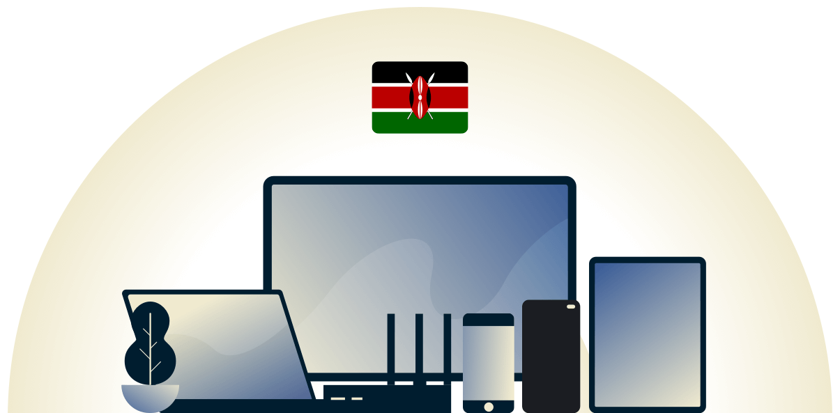 VPN for Kenya som beskytter en rekke enheter.