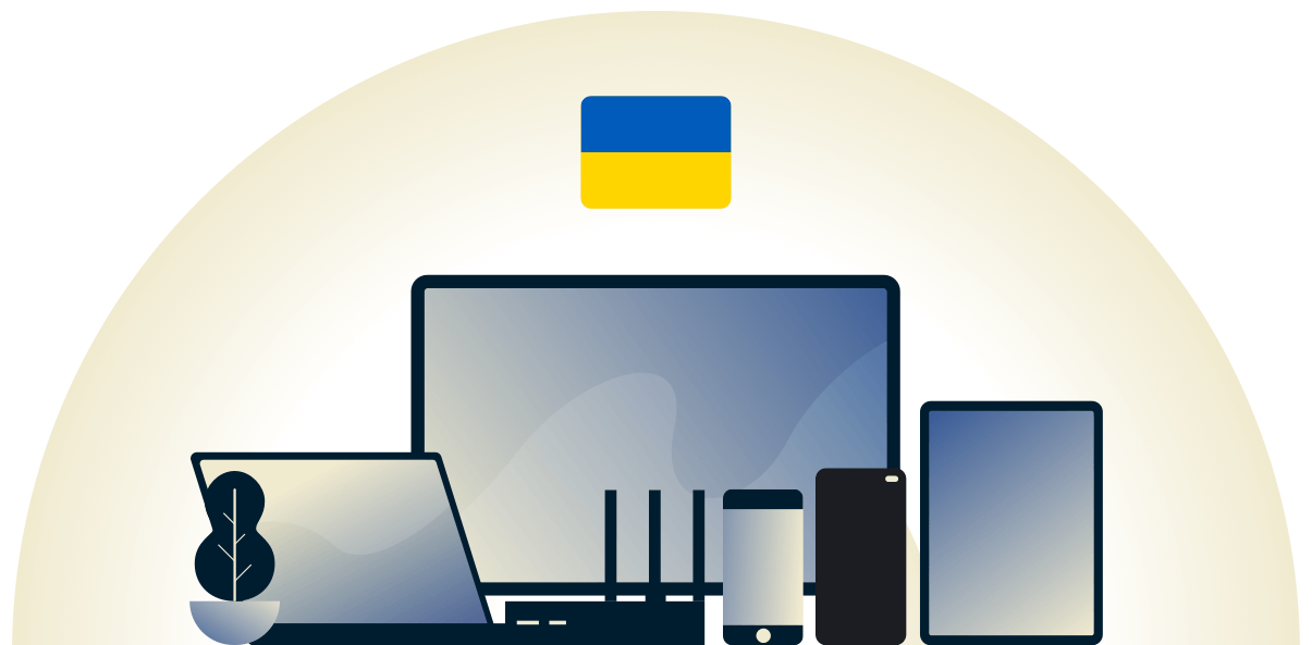 VPN suojaa eri laitteita Ukrainassa.