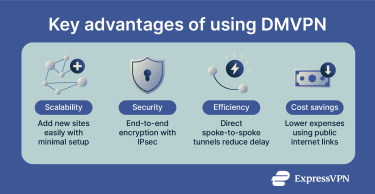 VIsual showing main advantages of DMVPN.