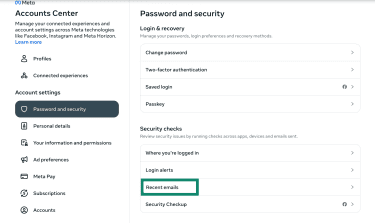 Open recent emails on Facebook.