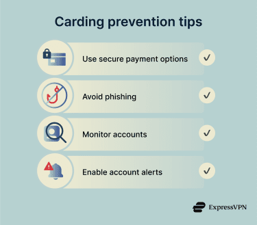 A list of ways to protect against carding.