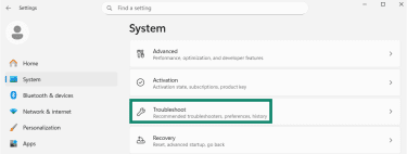 The Windows system menu is open and Troubleshoot is highlighted.