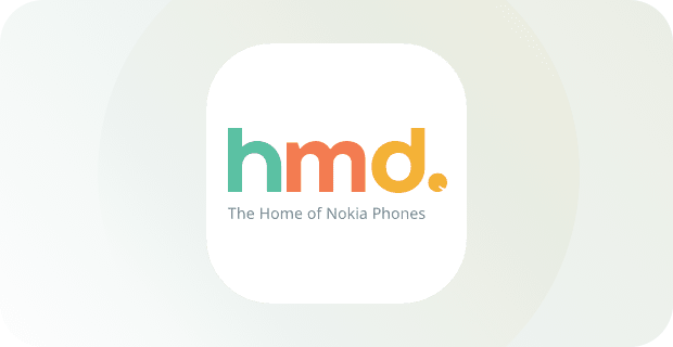 HMD Global-logo på en hvit bakgrunn