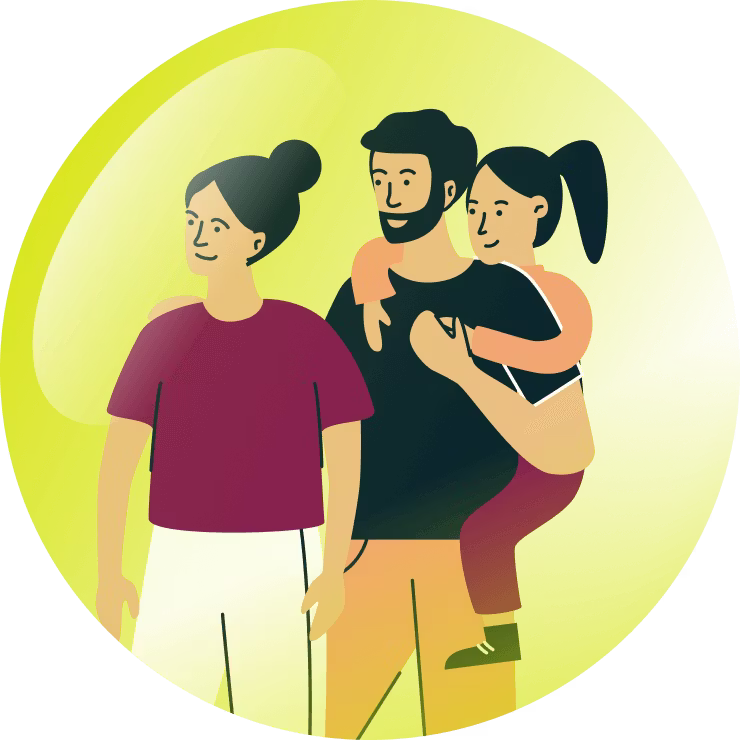 Familie beschermd in een bubbel